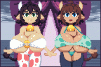 Ginny and Milky are absolutely ICONIC! WE LOVE COW GIRLS WITH GIANT MILKERS. I think they might legitimately be the biggest boobed cowgirls in anime, who are actively animated. That one frame cowgirl from Maoyuu doesn't count.